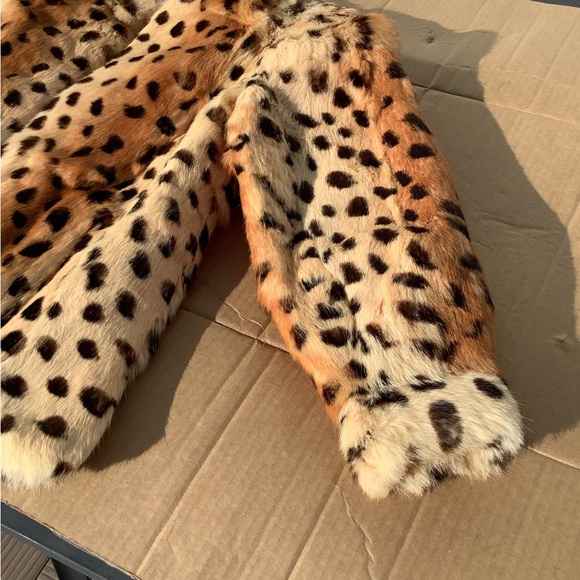 Vtg Y2K 90’s Leopard Spot Rabbit Fur Coat Glam Lux Old Money NOS PUFFY Hollywood - Picture 16 of 16